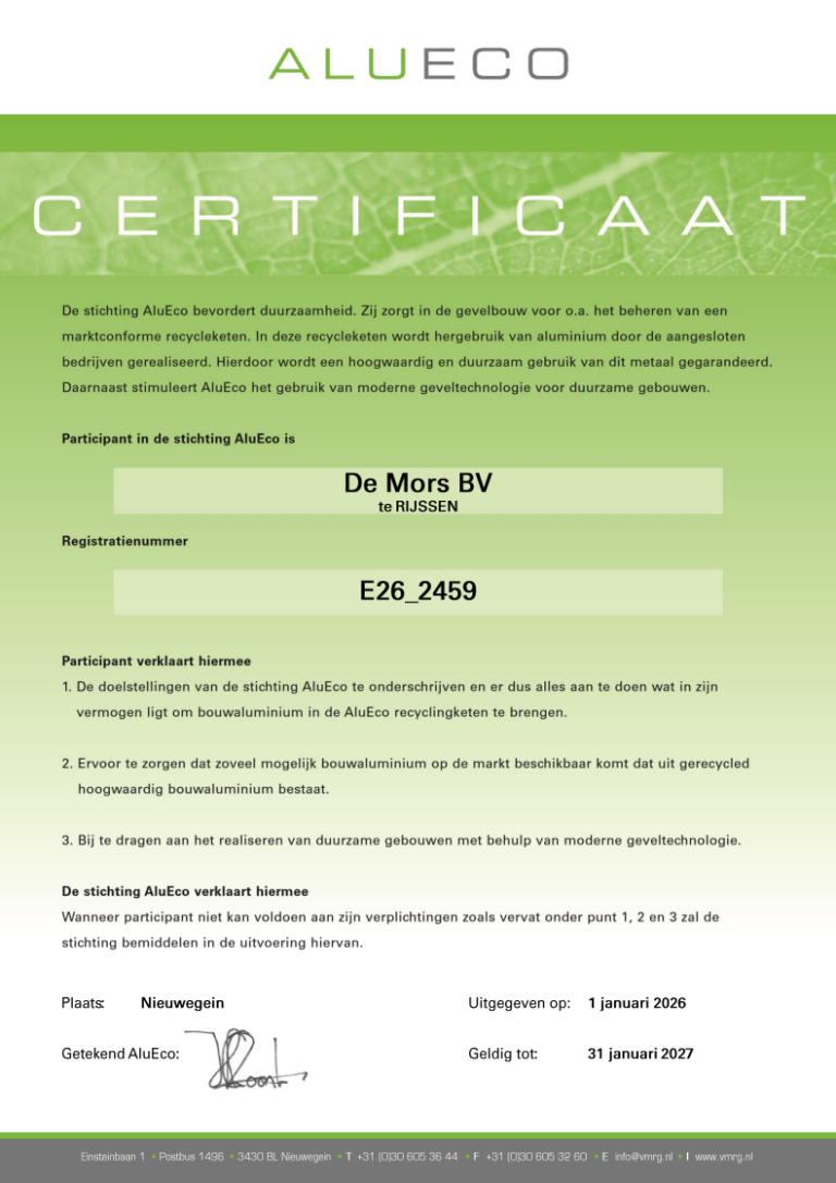 AluEco certificaat 2026